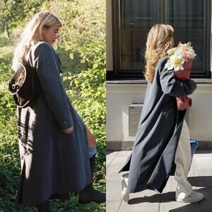 DJERF AVENUE Forever Long Blazer Coat in Grey Size XXL